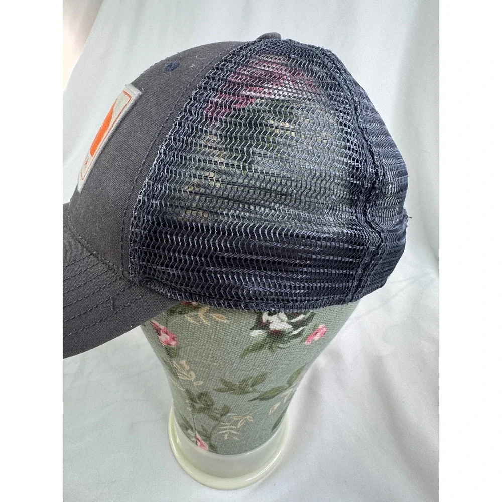 The North Face Trucker Hat Charcoal Grey Orange Logo Snapback Mesh Cap